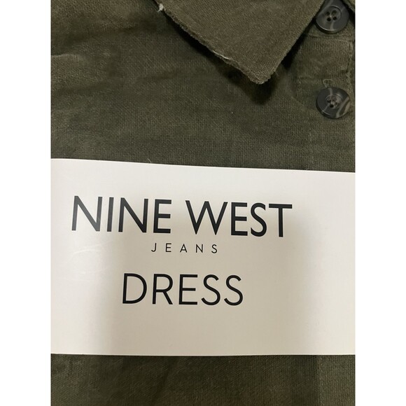 Nine West Jean Dress Womens XS Green 100% Cotton Pockets Soft Denim Knee Length - Picture 6 of 11